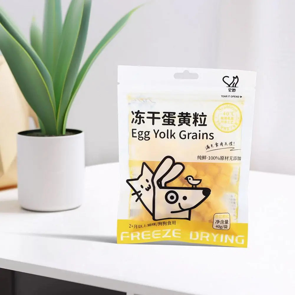 New 40g Freeze Dried Egg Yolk Granules Beautify Smoothing Freeze-dried Hair Cat To Pet Pets Healthy Food Snacks Cat Safe