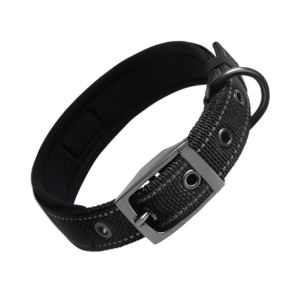 Reflective Striped Dog Collar, Escape-Proof Nylon, Quick-Release Buckle, Soft Padded, for Small Cat, Medium and Large Dogs