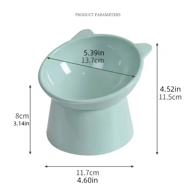 Elevated Cat Bowl Neck Protector Anti Vomiting Food Water Bowls for Indoor Cats Kittens Anti-Tip Plastic Raised Pet Feeding Dish
