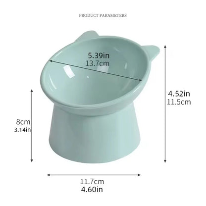 Elevated Cat Bowl Neck Protector Anti Vomiting Food Water Bowls for Indoor Cats Kittens Anti-Tip Plastic Raised Pet Feeding Dish