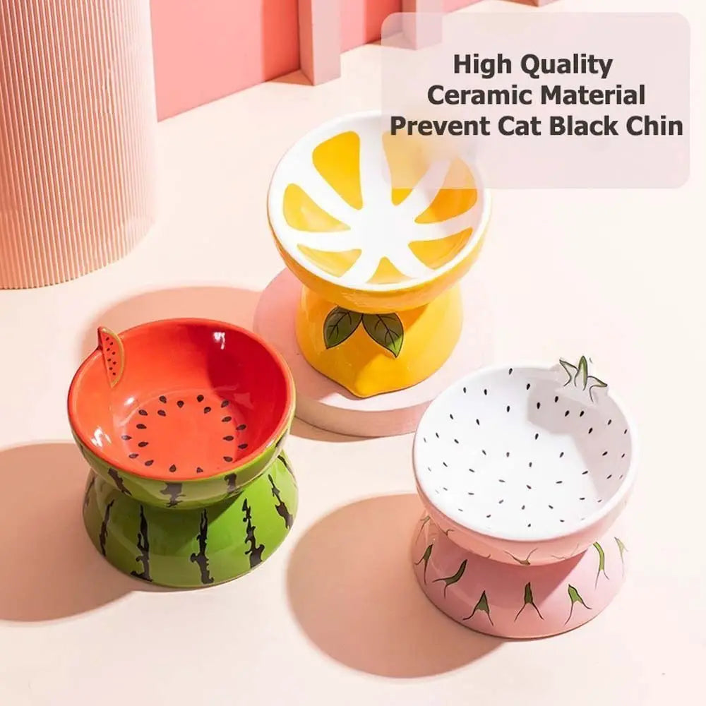 Cute Fruit Shape Cat Bowl High Quality Ceramics Cat Bowl Pet Supplies Cat Food And Water Feeder Pet Accessories