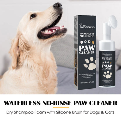 Pet Paw Foam Cleaner No-Rinse Dry Shampoo Foam with Brush for Dog Cat Foot Pad Care Agent Dirt Mud Removal Paw Cleanser 100ml