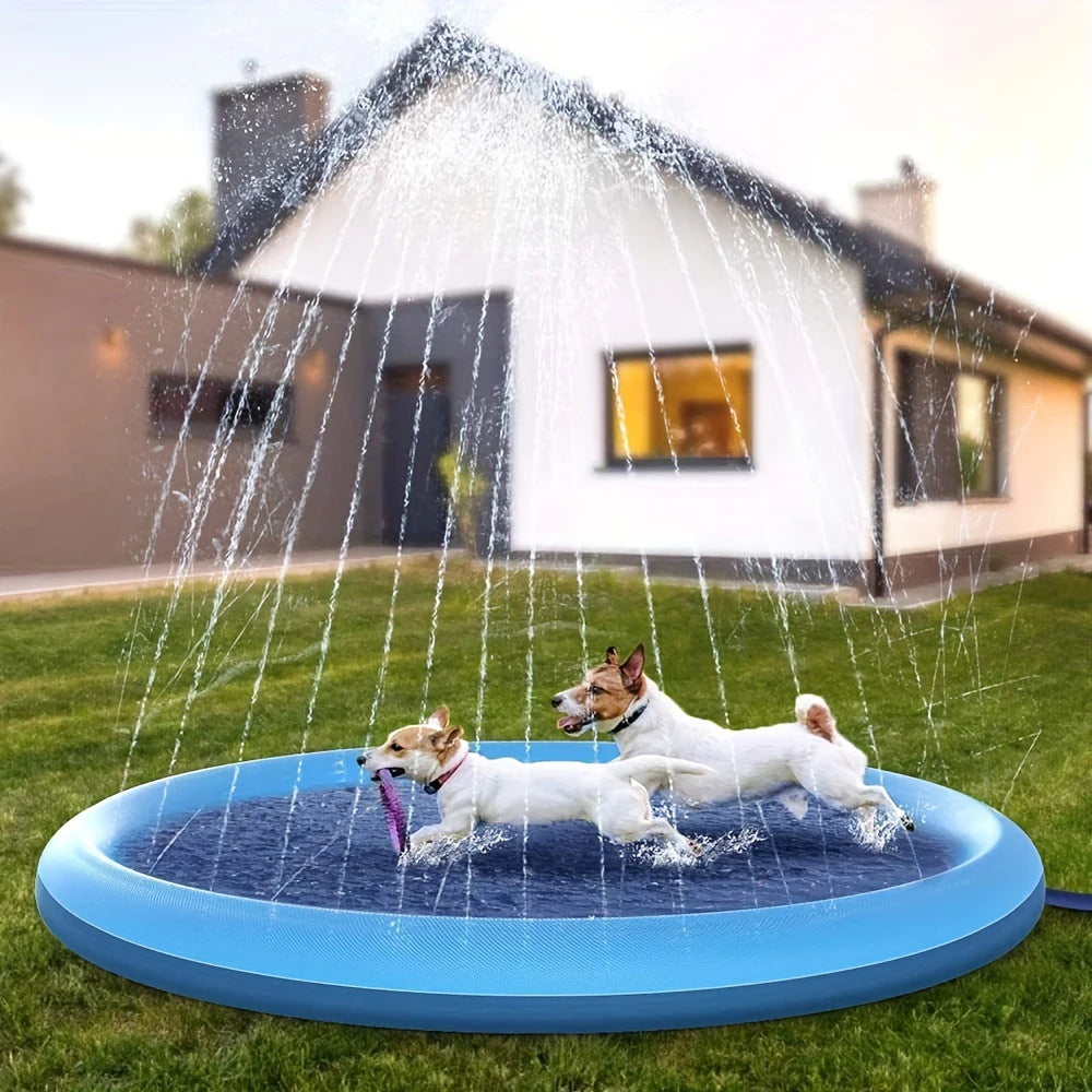 Dog Splash Pad Toy Thick Sprinkler Pool Anti-Slip Outdoor Summer Sprinkler Water Toy for Backyard Fountain Play Mat for Children