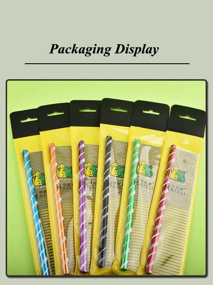 6 Colored Pet Dog Comb Straight Comb Cat Cleaning Brush 16/19/20/25cm Stainless Steel Lightweight Pets Cat Grooming Combs Dogs