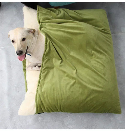 Bite-Resistant Washable Pet Bed - Winter Warm Removable Plush Cushion Large Dog Kennel Sofa Mat & Cat Sleeping Bag for Pets