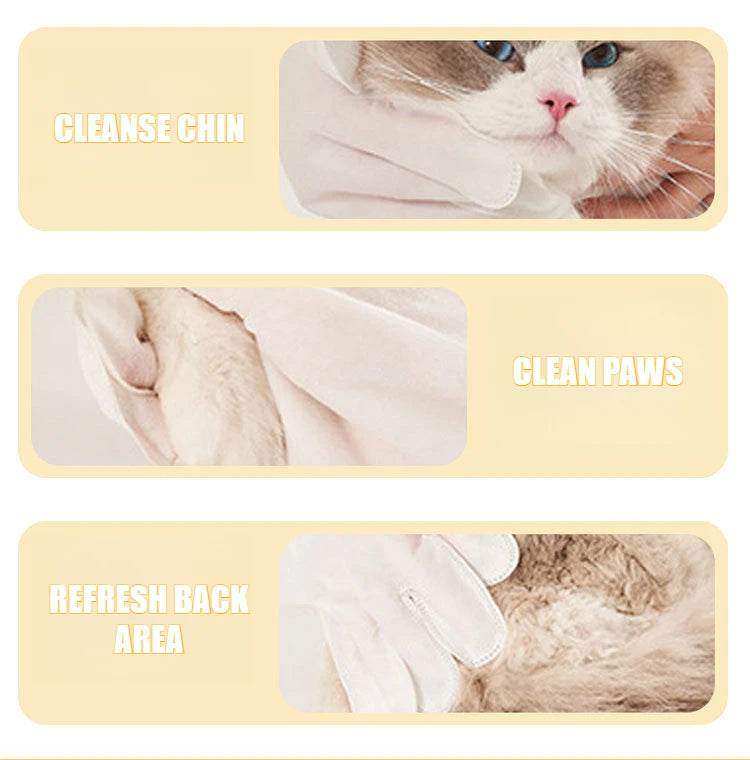 Disposable Waterless Pet Cleaning Gloves – 2-in-1 Massage & Grooming Mitts Pet Wash Free Pet Wipes