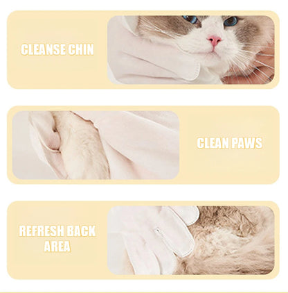 Disposable Waterless Pet Cleaning Gloves – 2-in-1 Massage & Grooming Mitts Pet Wash Free Pet Wipes
