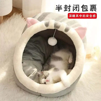 All-Season Semi-Closed Enclosure for Cute Cat Beds, Dog Beds, Winter Warmth Dog Beds, Pet Beds