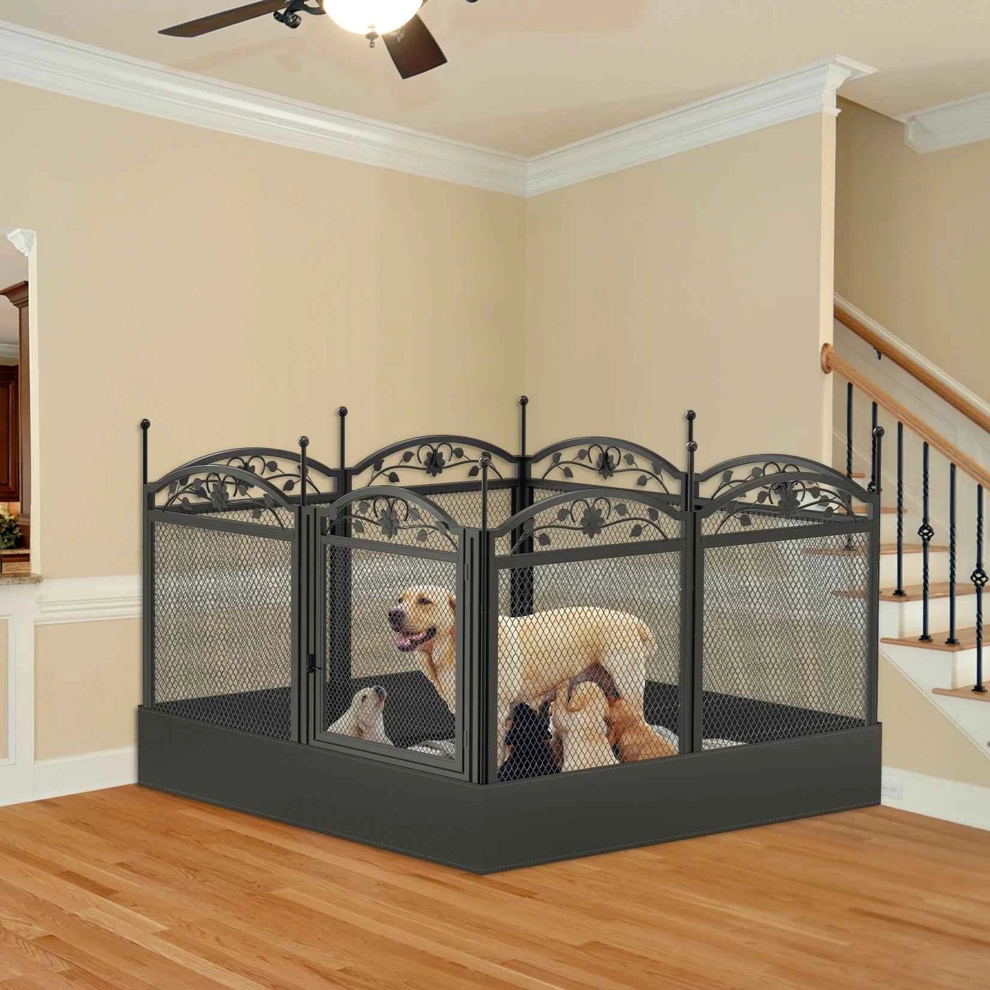 8 Panels DIY Heavy Duty Dog Playpen Pen Outdoor Indoor Dog Puppy Metal Fence with Waterproof Fertility Pad for Whelping,Training