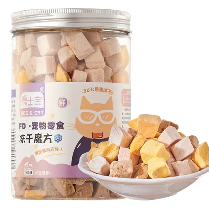 Pet Snacks canned freeze-dried chicken duck beef three texts cod quail eggs yellow eggs cats and dogs freeze-dried