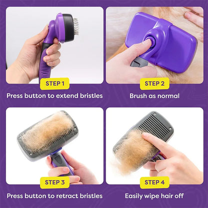 Pet Cleaning Product Essential Plastic Pet Hair Brush Needle Cat Dog Hair Cleaning Combs Hair Removers with Click Clean Button