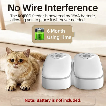 2 Meals Timed Automatic Dog Feeder Dual Bowls Smart Cat Food Dispenser Wet Dry Pet Food Dispenser Pet Feeder Cat Accessories