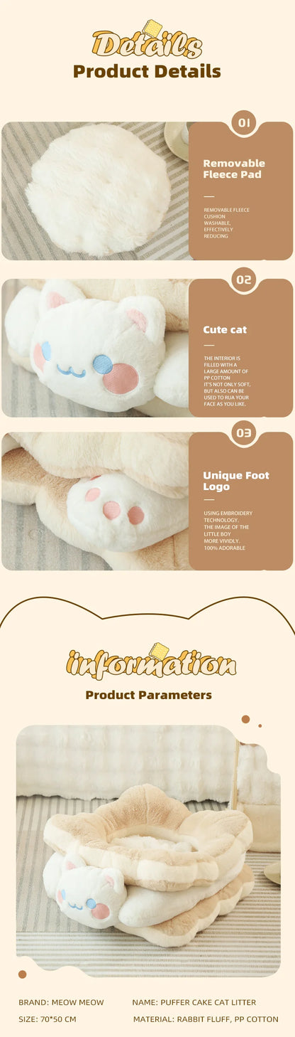 HOOPET Cat Bed Sandwich Cookie Cat Nest Winter Warm Thickened Cat Bed Winter Cat Kitten Sleeping With Pet Kennel