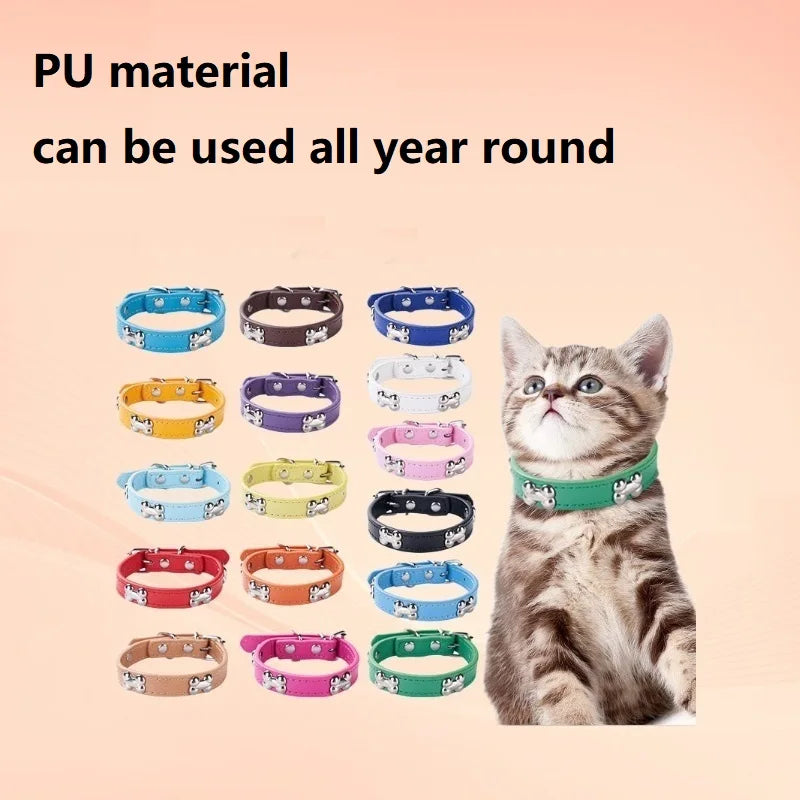 New Bone Leather Durable Pet Dog Collars Puppy Pug Collars for Small Large Dog Puppy Neck Collar GXQ13