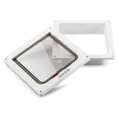 Cat Flap Door with 4 Way Security Lock Puppy Kitten Safety In&out Pet Door ABS Plastic Small Pet Gate Dog Cat Kitten Flap Door
