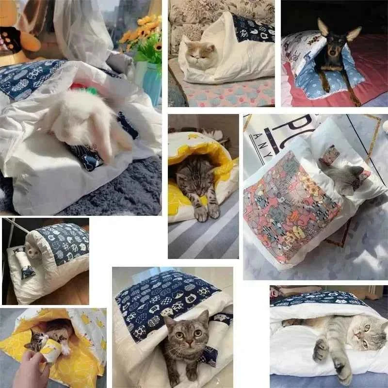 Kawaii Removable Cats Bed House Home Supplies Products for Adult Cats Large Pet Dog Bed Cat's House Cave Comfortable  Food Cute