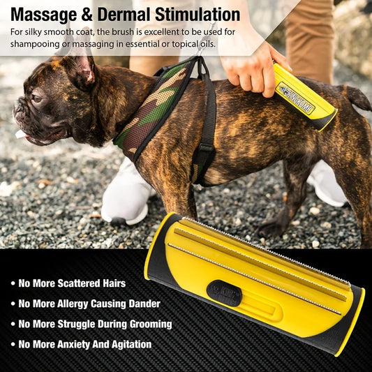ABS Stainless Steel Pet Hair Remover Brush, Double Sided Grooming Tool for Sofa Carpet Dog Cat Shedding Accessories
