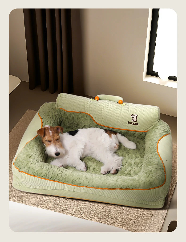 HOOPET 2025 New Large Dog Bed, Winter Warm Washable Pet Bed with Thick Padding & Bolster, Comfort Security Orthopedic Mattress