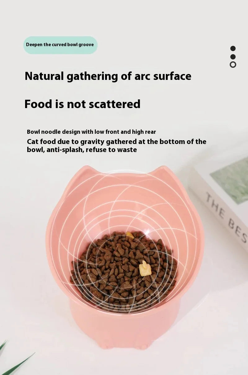 Tilted Elevated Cat Food Bowl Ergonomic Cat Food Dish Anti Neck Protector Vomiting Raised Cats Food Bowl Non Slip for Cats Dogs