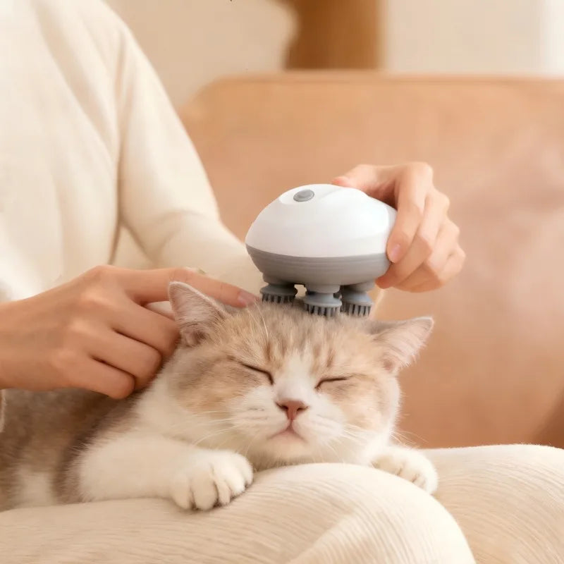 Electric Cat Head Massager Smart Pet Massager Waterproof ABS+Silicone Automatic Pet Massage Tool Eco-Friendly Travel Outdoor