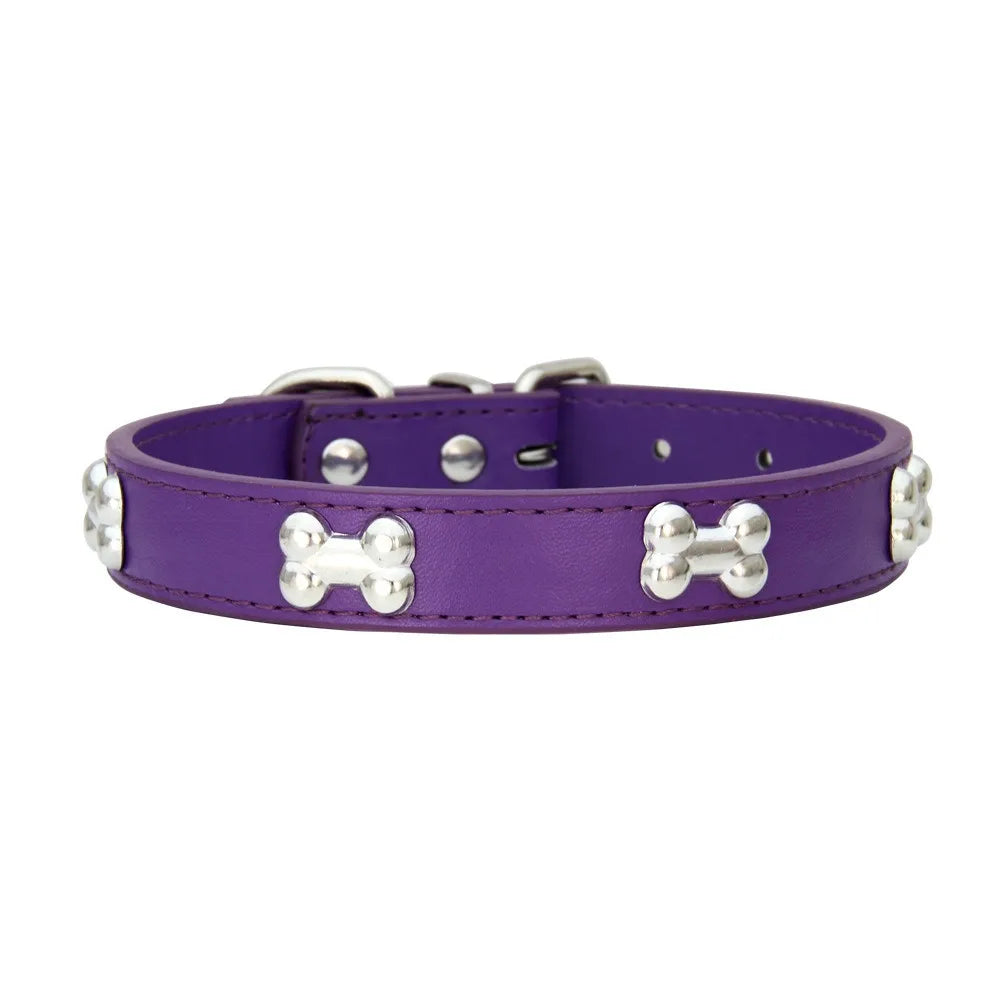 New Bone Leather Durable Pet Dog Collars Puppy Pug Collars for Small Large Dog Puppy Neck Collar GXQ13