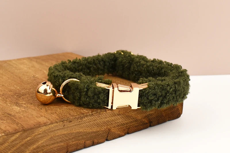 Autumn and winter Teddy fur cat collar bell accessories Kitten neck accessories can be customized laser lettering