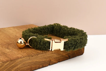Autumn and winter Teddy fur cat collar bell accessories Kitten neck accessories can be customized laser lettering