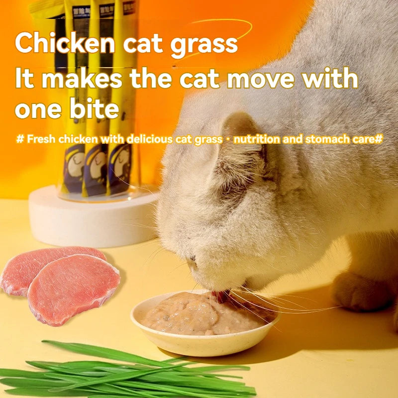 Cat grass cat strips chicken flavor cat snacks 15 grams per adult cat kitten nutrition supplement cat strips cat wet food
