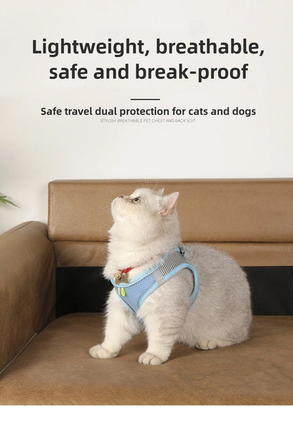 Pet Things Cat Accessories Cute Adjustable Cat Collar and Leash Set for Walking Safe Reflective Soft Comfortable Vest