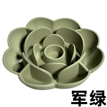 Pet Supplies Silicone Slow Food Bowl Rose Shape Dog Bowl Cat Anti-Choking and Anti-Knocking Food Bowl with Suction Cup