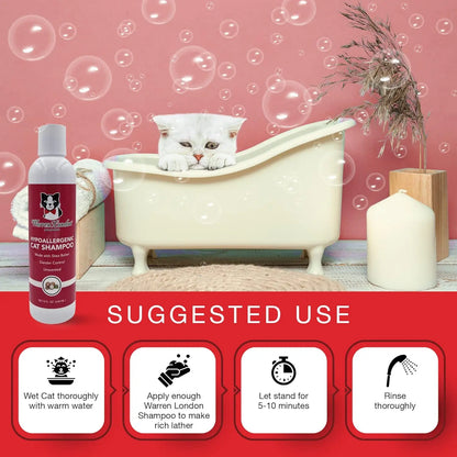 Hypoallergenic Cat Shampoo & Conditioner 8 oz – Unscented, Shea Butter Moisturizing, Soap-Free 2-in-1 for Dander & Allergy Contr