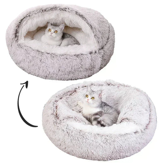 Warm Plush Round Dog Bed – Breathable Winter Basket Sleeping Nest for Small & Medium Dogs & Cats - Pet Suppie