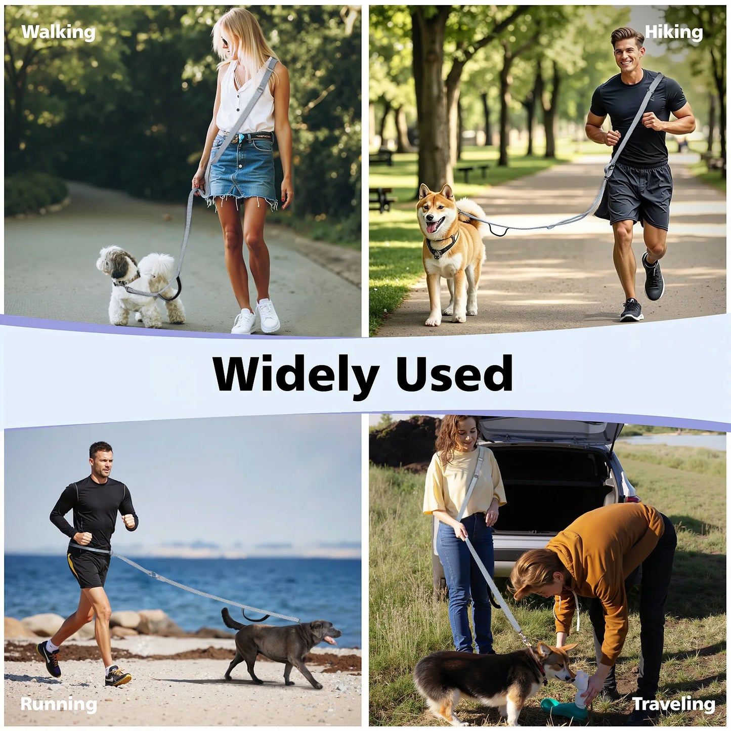 Tivray Hands Free Dog Leash with Sponge Handle 8.5ft Versatile Crossbody Waist Leash with 3 Rings for Puppy Leash for Walking