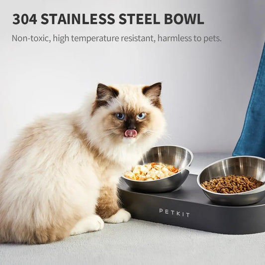 PETKIT Stainless Steel Pet Adjustable Feeding Bowl Double Feeder Bowls Water Cup Cat dog Drinking Bowls for pets feeding - Pet Suppie