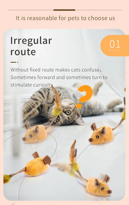 Smart Running Mouse Cat Toy Interactive Random Moving Electric Toys USB charging Simulation Mice Kitten Self-Playing Plush Toys