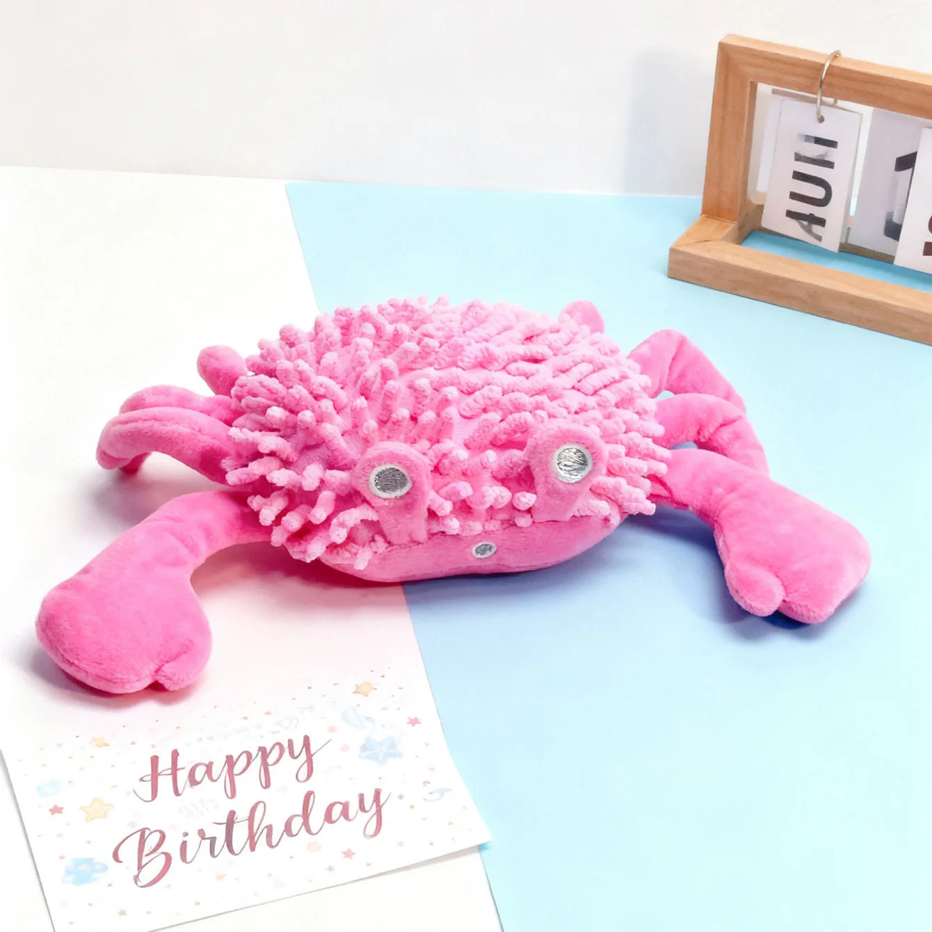Chenille Crab Plush Dog Toy: Squeaky Chew Toy with Dental Textures - Interactive Stress Relief for Anxiety & Play