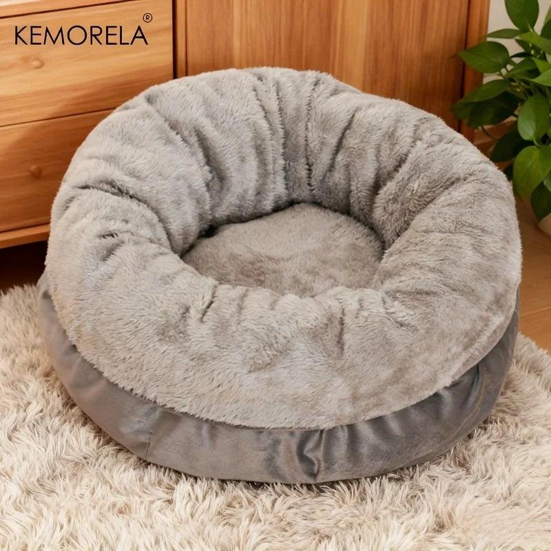 KEMORELA Ultra-Soft Plush round Pet Bed Washable Non-Slip Bottom Winter Cozy Design for Indoor Cats And Small/Medium Dogs
