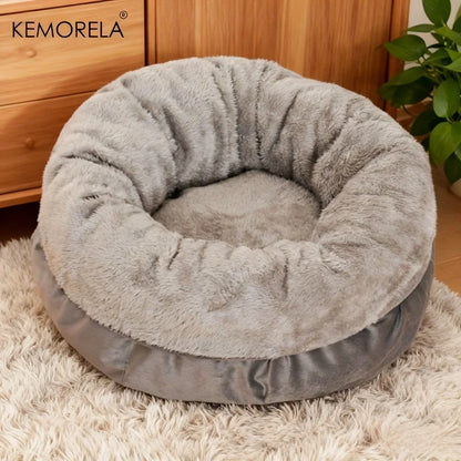 KEMORELA Ultra-Soft Plush round Pet Bed Washable Non-Slip Bottom Winter Cozy Design for Indoor Cats And Small/Medium Dogs