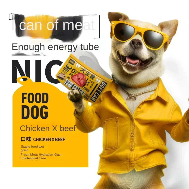 Pet Dog Canned Dog Wet Food Dog Snacks Dog Food Supplement Nutrition Fattening Brightening Hydration Beef Sealed Meat Snack Bag