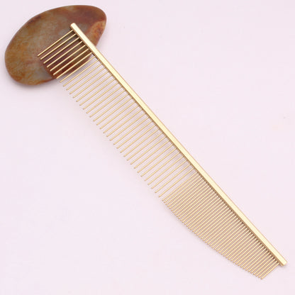 Copper Dog Grooming Combs Pet Boundary Knot Massage Tools Professional Salon Cat Hair Cleaning Crescent High Low Teeth 7817#