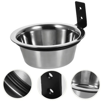 Wall Mounted Pet Bowl Stationary Dog Cage Bowl Stainless Steel Dog Cat Hanging Bowls Durable Puppy Kitten Feeder Water Food Bowl