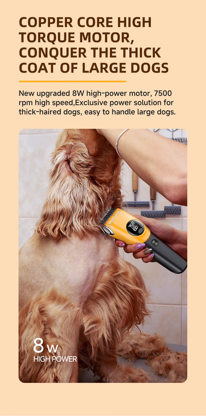 Pet Clipper Professional Dog Hair Trimmer Cat Grooming Shaver 7500/min LED suitable for large, medium, and small pets Trimmers