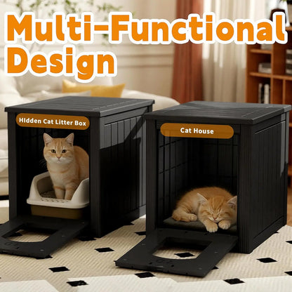 Cat Litter Box Enclosure, Multi-Functional Hidden Cat Litter Box Furniture & Cat Box Enclosure Cabinet with Side Table, Custom