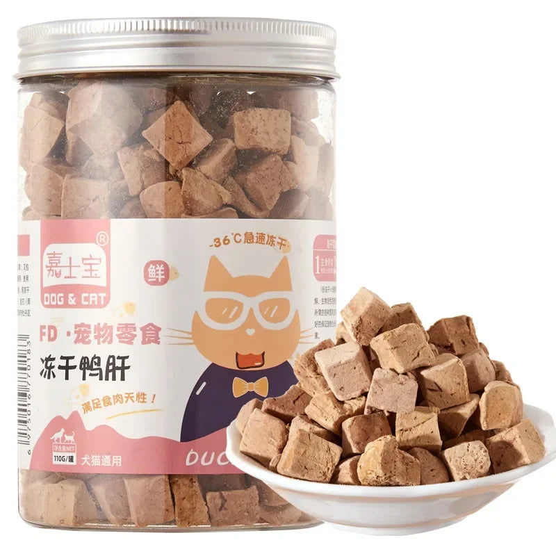 Pet Freeze Dried Chicken Breast Salmon Eel Duck Meat Beef Liver Yolk Granules Rich Nutrition Dog Fat Long Meat Food Cat Snacks