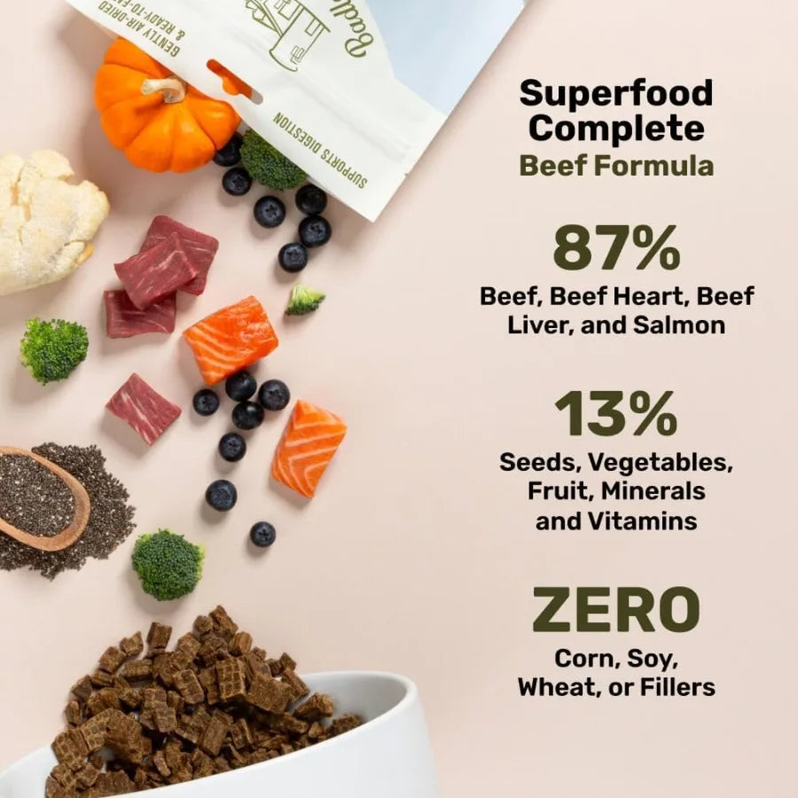 - Superfood Complete Adult Dog Food Air-Dried High Protein Zero Fillers Superfood Nutrition by Katherine Heigl 24 oz. Beef Form