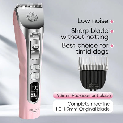 Fenice New Upgrade 5000mA Capacity Cordless LCD Screen Pets Dog Grooming Clippers Rechargeable Haircut Shaver for Trimming Salon