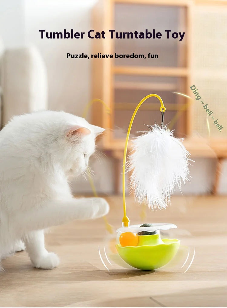 Premium Tumbler Cat Toy, Detachable Teaser Wand, Feather Bell, Catnip Ball, Pet Supplies, Plush Feather Toy