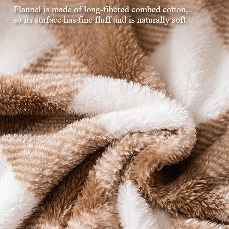 Winter Cream Color Plaid Flannel Pet Blanket, Double-Sided Soft Warm Fleece Throw for Small Dogs and Cats，Warm Cuddler Bed Mat