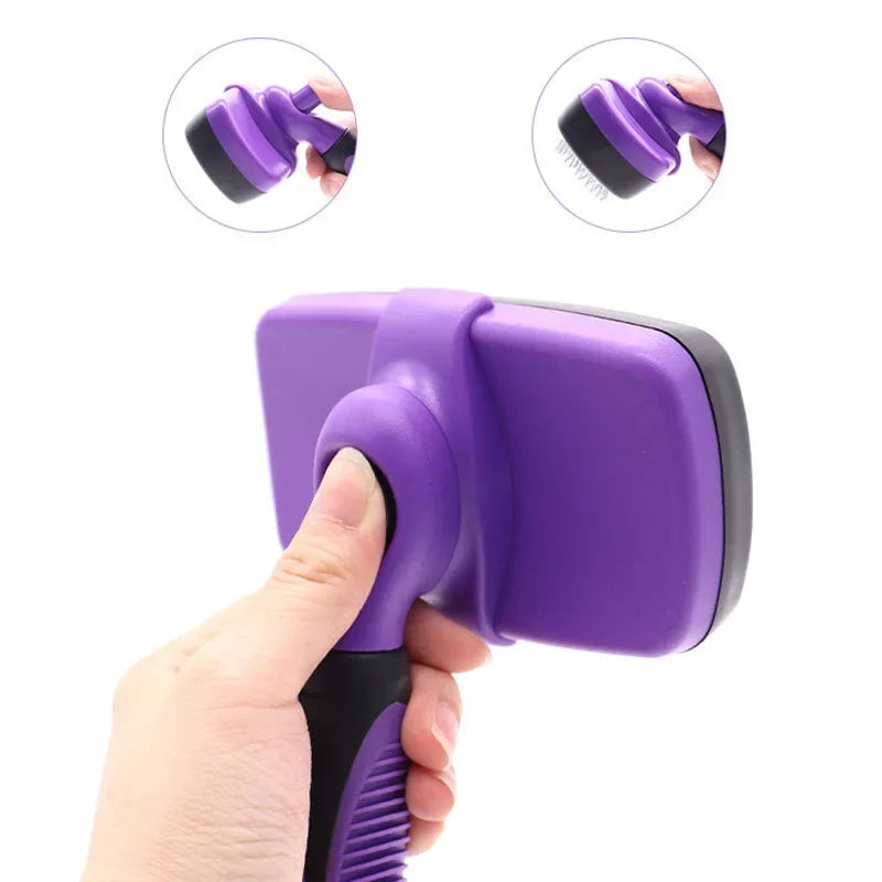 Pet Cleaning Product Essential Plastic Pet Hair Brush Needle Cat Dog Hair Cleaning Combs Hair Removers with Click Clean Button