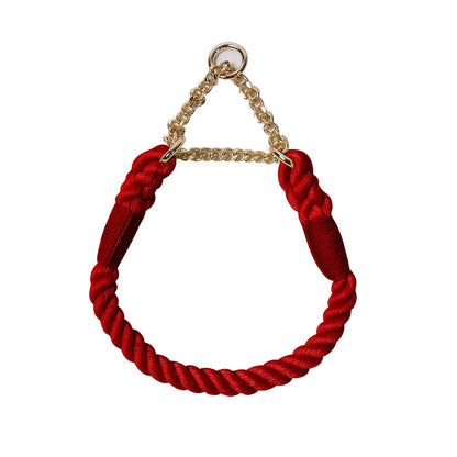 Dog Collar P Chain Comfortable Cotton Dog Collars Adjustable Braided Cotton Multi-Color Rope Collar with Durable Metal Dog Chain